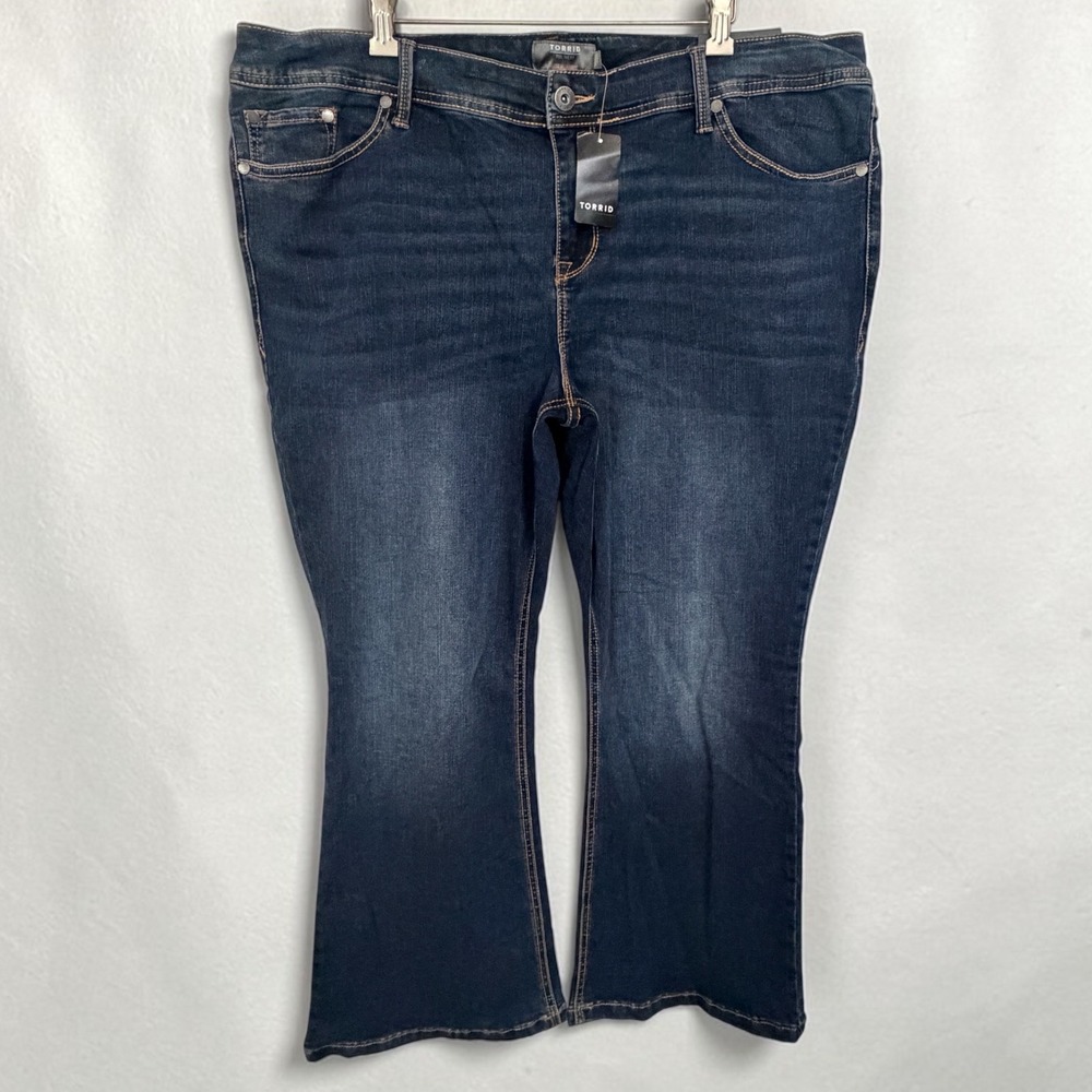 NWT Torrid Luxe Slim Boot Mid-Rise Dark Wash Jeans Plus Size 22XS Rain Storm